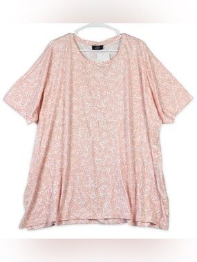 Gina Benotti Top Womens XXL‎ White Pink Shell Short Dolman Sleeves NWT